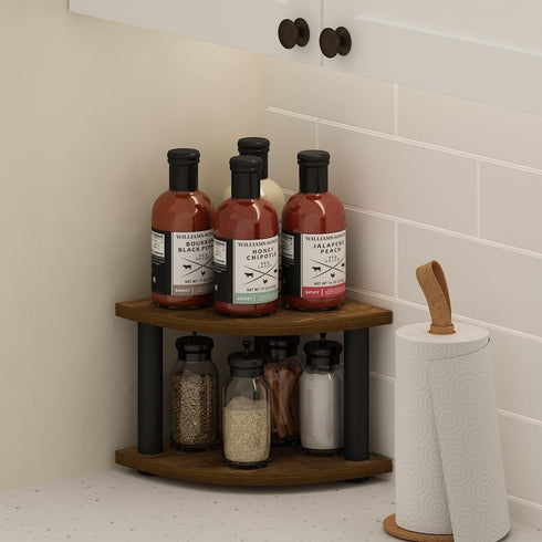 Countertop 2-Tier Countertop Furinno Turn-N-Tube Kitchen Organizer, Corner Organizer Shelf, Corner Shelf, for Kitchen