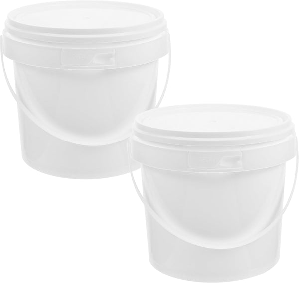 2pcs Heavy Duty Portable Household Bucket Tub with Treasure Grade Lid, Kitchen Food Buckets for Pets & Storage