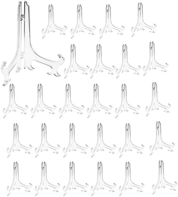 Artliving 3" Clear Plastic Stand Cookie Holder Display Stand, 24 Pack Place Card Holder Easels