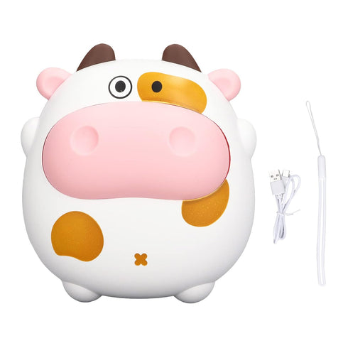Electric Mini Night Light Heater, USB Rechargeable Fast Heating Cartoon Cow (White)