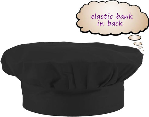 Kids Adjustable Cotton Apron and Chef Hat Set, Large Pocket Black Bibs for Cooking Baking Painting