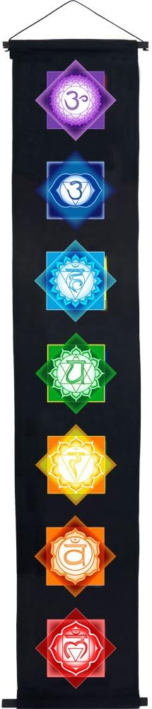The New Age Source Cotton Color Print Banner Chakras Black Each