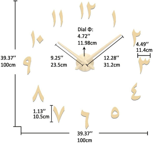 VANGOLD Large DIY Wall Clock, 2-Year Warranty, Modern 3D Wall Clock with Eastern Arabic Numerals for Home Office