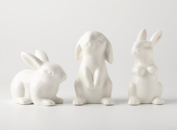 GOODSTART Ceramic Bunny Rabbits Easter Bunny Figurine Porcelain Modern Art Home Decoration, Statues