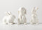 GOODSTART Ceramic Bunny Rabbits Easter Bunny Figurine Porcelain Modern Art Home Decoration, Statues