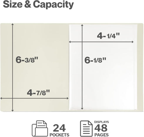 CRANBURY Small Photo Album 4x6 (Black), 2-Pack Mini Plastic Picture Album Binder, 24 Pockets for 48 Pictures