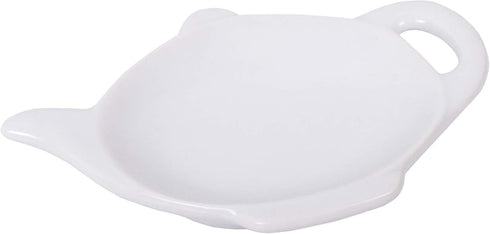 HIC Kitchen Fine White Porcelain Tea Bag Holder Caddy, Teapot Design