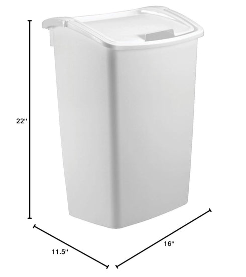 Rubbermaid White Dual-Action Swing Lid Trash Can, 11.25 Gallon