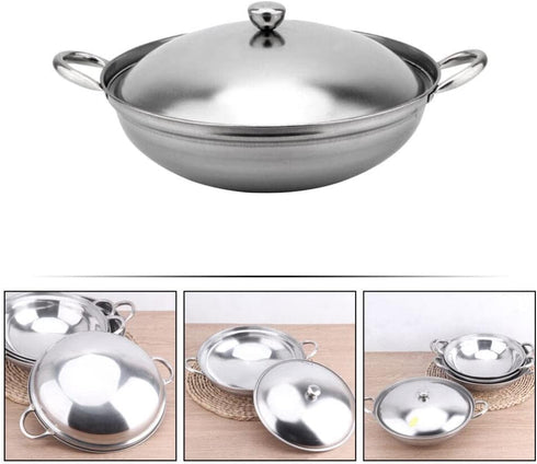 Ciieeo Shabu Shabu Hot Pot Pot Stainless Steel Dry Pot Camping Stove Stock Cooking Pot Seafood Pot Alcohol Stove Pan Noodle Ramen Pot Chef Wok with Lid Paella Skillet 22cm by Ciieeo