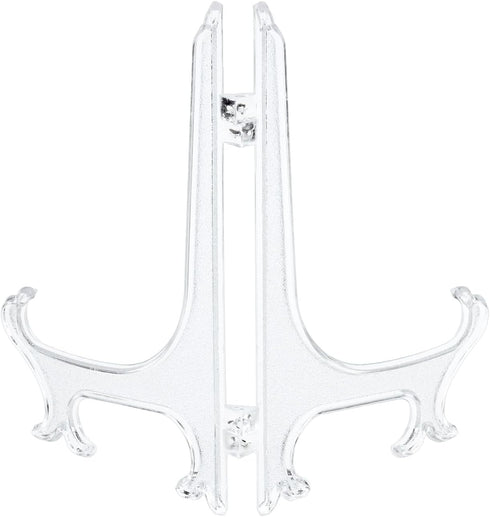 uxcell 6Pcs 6.8" Plastic Folding Easel Plate Holder, Clear Display Stand for Decorative Plates, Picture Frame