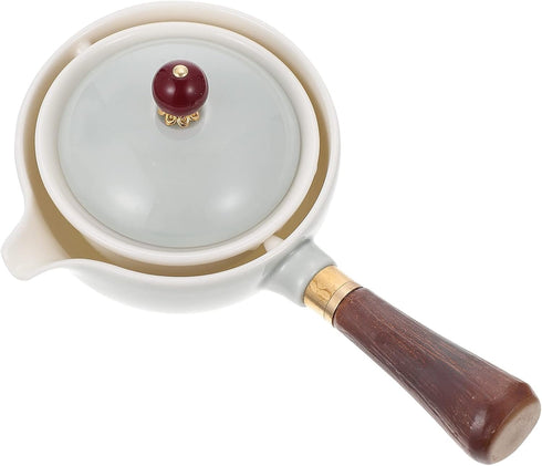Cabilock 1 Pc Side Pot Ceramic Tea Maker, 360 Rotation Teapot for Flower Tea and Coffee Drinks