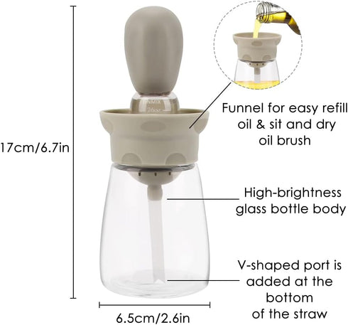 2 1 T-OB22, Oil Dispenser Bottle with Brush - IN Glass Olive Oil Storage and Container with Silicone Basting Brush