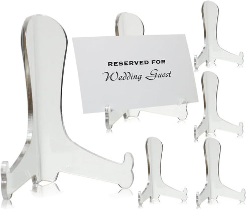 BANBERRY DESIGNS Clear Acrylic 3" Easels, Set of 6 for Tabletop Display of Plates, Pictures, Books