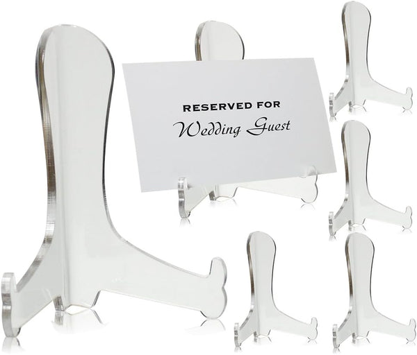 BANBERRY DESIGNS Clear Acrylic 3" Easels, Set of 6 for Tabletop Display of Plates, Pictures, Books
