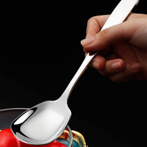 Set of 4 Square Head Spoons, Korean Style Square Sugar Spoon, Thick Heavy Stainless Steel Soup Spoons, 7 Inch Dinner