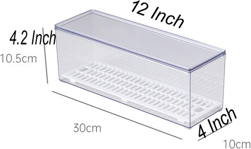 Large Transparent Flatware Tray Kitchen Drawer Organizer With Lid and Drainer - Plastic Kitchen Cutlery Tray and Utensil Storage Container with Cover - Dust-proof Dinnerware Holder by AIYoo