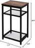 2-Tier Side Table with Mesh Shelves, Open Shelves Small End Table, Industrial Wood Look Night Stand with Metal Frame
