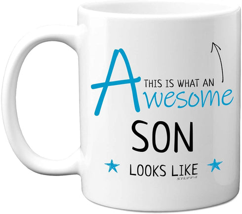 Son Mug, 11oz Ceramic Dishwasher Safe - Birthday Gifts for Son, Awesome Son Looks Like, Presents, Gifts