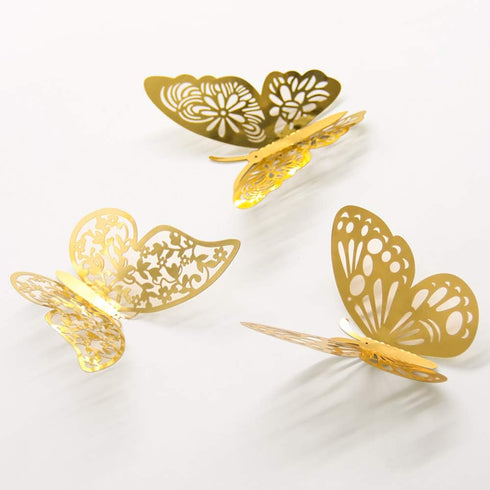 FOMTOR 72 pcs Gold Butterfly Wall Decor, 3D Paper Butterflies for Cake Decorating and Wedding Party Decorations