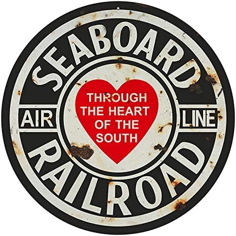 Sylty Reproduction Aged Seaboard Railroad Sign - Retro Metal Tin Sign for Dad Garage Man Cave, 12X12 Inch