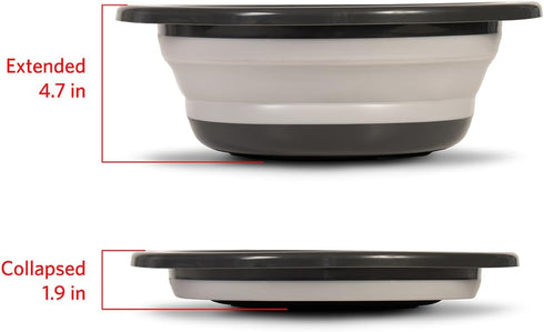 Glad Large Mixing Bowl Collapsible - 5.5L, Foldable Plastic & Rubber Container with Handles, Gray