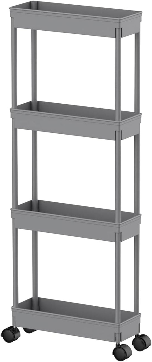 Sooyee 4 Tier Slim Rolling Storage Cart, Mobile Shelving Unit Organizer for Kitchen and Bathroom
