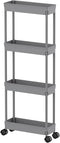 Sooyee 4 Tier Slim Rolling Storage Cart, Mobile Shelving Unit Organizer for Kitchen and Bathroom