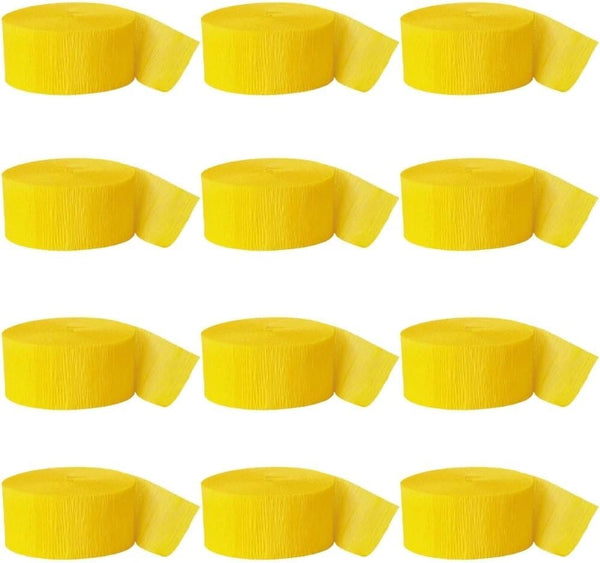 Yellow Crepe Paper Roll Streamer, 81 ft, Perfect for Parties & Events
