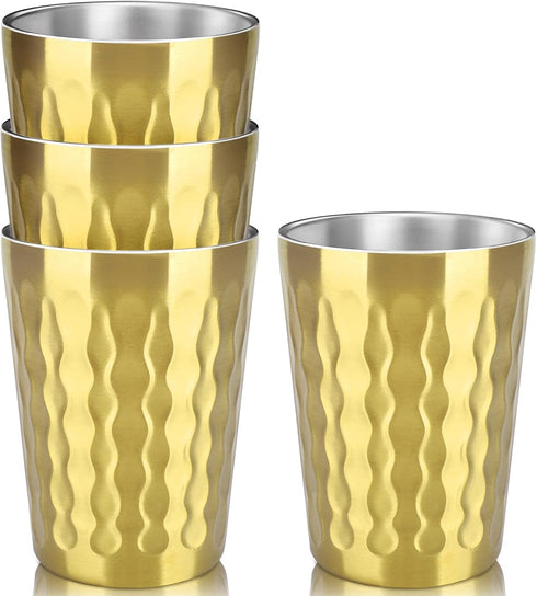 Beasea 15oz Stainless Steel Cups, 4 Pack Gold Double Wall Insulated Drinking Tumblers