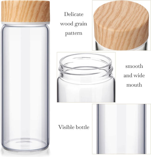6 Pack 16 oz Zubebe Glass Juice Bottles with Lids Wide Mouth Water Bottles Reusable Juice Containers with Bamboo