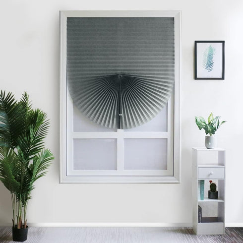 2 Pack Temporary Blinds for Window, Self Adhesive Pleated Blinds Cordless No Drill Fabric Blinds Room Darkening Shades Blackout Shades for Bathroom Kitchen Office 23.6 * 59Inch(W*H) by JstDoit