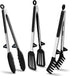12" Kitchen Tongs with Silicone Tips, Food Grade Cooking Tongs Set of 3, Black Serving Utensils