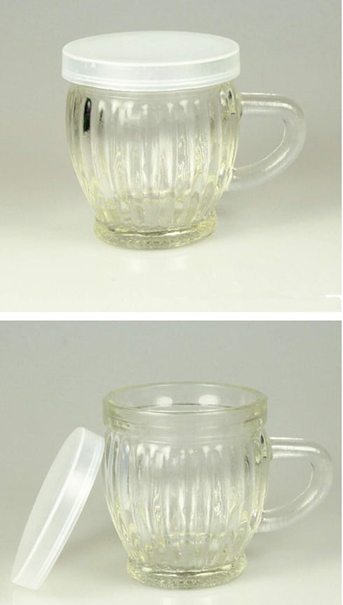 8 pack 4 oz of Wide Mouth Crystal Jelly Cup with Handle Lids(PE) and Spoons,Airtight Clear Glass Pudding Yogurt