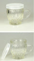 8 pack 4 oz of Wide Mouth Crystal Jelly Cup with Handle Lids(PE) and Spoons,Airtight Clear Glass Pudding Yogurt