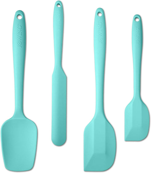 4 Piece Silicone Spatula Set, Flexible Heat Resistant Non-scratch Rubber Spatulas with Stainless Steel Core, Aqua Sky