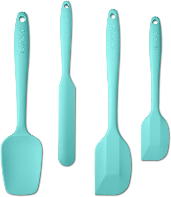 4 Piece Silicone Spatula Set, Flexible Heat Resistant Non-scratch Rubber Spatulas with Stainless Steel Core, Aqua Sky