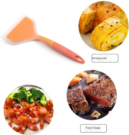 Omelette Spatula, 10-Inch Silicone Pancakes Shovel, Durable Heat-Resistant Turner for Eggs, Crepes (Orange)