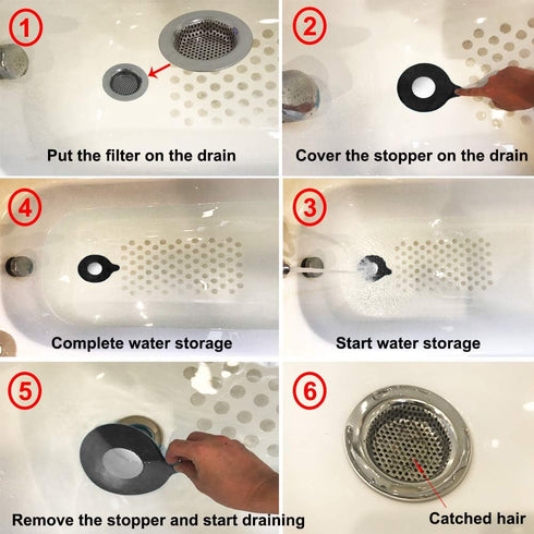 2PCS Bathtub Stopper Hair Catcher Kit, Silicone Drain Stopper for Bathroom, Tub Stopper Plug Cover
