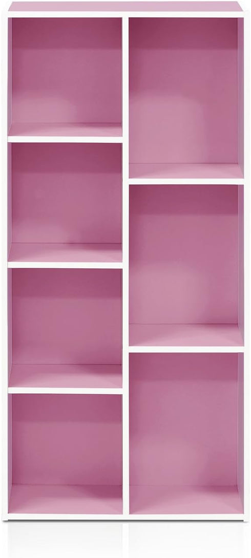 Furinno 7-Cube Reversible Open Shelf - White/Pink, Model 11048WH/PI