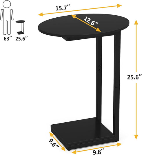 Hosfais Small Side Table End Table, C-Shaped Wood Coffee Table TV Tray for Eating Couch Tables for Small Space, Living
