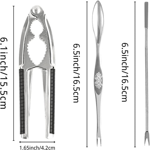 2 Nut Crackers Walnut Cracker Heavy Duty Shell Cracker with PCS Forks/Picks Stainless Steel Seafood Crackers Nutcracker