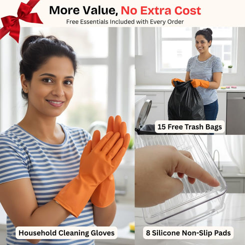 2.5 15 Trash Bag Dispenser with Front Opening, Stackable Garbage Bag Holder for Kitchen & Home, Fits Gallon Bags