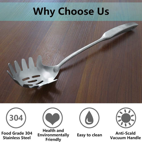 Newness 304 Stainless Steel Spaghetti Server - Rustproof, Integral Forming, Durable Pasta Fork with Vacuum Ergonomic