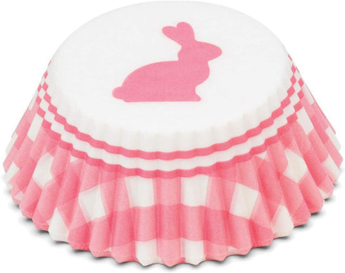 Fox Run Gingham Bunny Paper Muffin and Cupcake Liners, Set of 50 Standard Size Wrappers