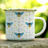Celestial Bee Pattern Enamel Camping Coffee Mug, Honeycomb Moon Stars Gift Cup for Friend Coworker Women (12oz)