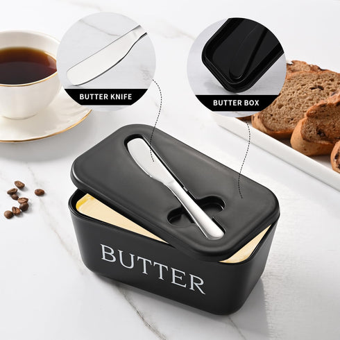 Large Plastic Butter Dish With Lid And Knife,Food Grade PP Butter Holder Keeper With Cover For Kitchen Refrigerator