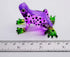 ChangThai Design Tiny 2¼" Purple Green Black Dotted Frog Figurine - Miniature Hand Blown Painted Glass Collectible