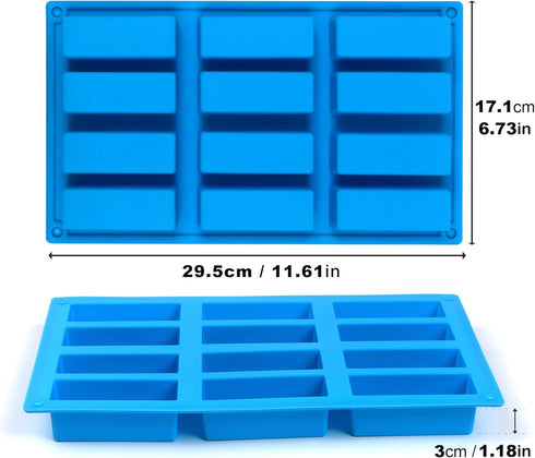 2Pcs Granola Bar Mold, Silicone 12-Cavity Rectangle Molds for Energy Bar, Silicone Baking Molds for Large Granola Bar