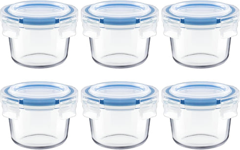 Iyulania Set of 6 Small Glass Storage Containers, 7 oz Food Containers with