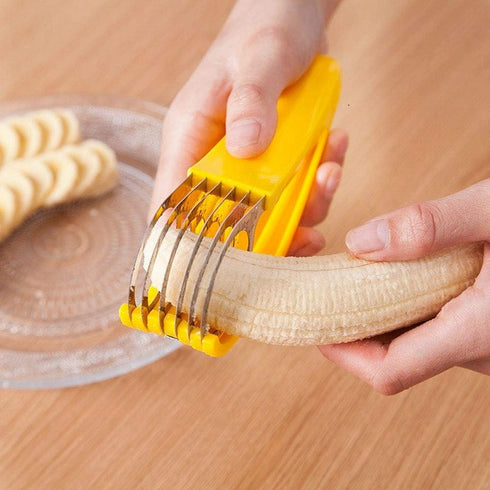 FireKylin Banana Slicer, 2 pcs ABS + Stainless Steel Cutter for Fruit and Vegetable Salad Tools